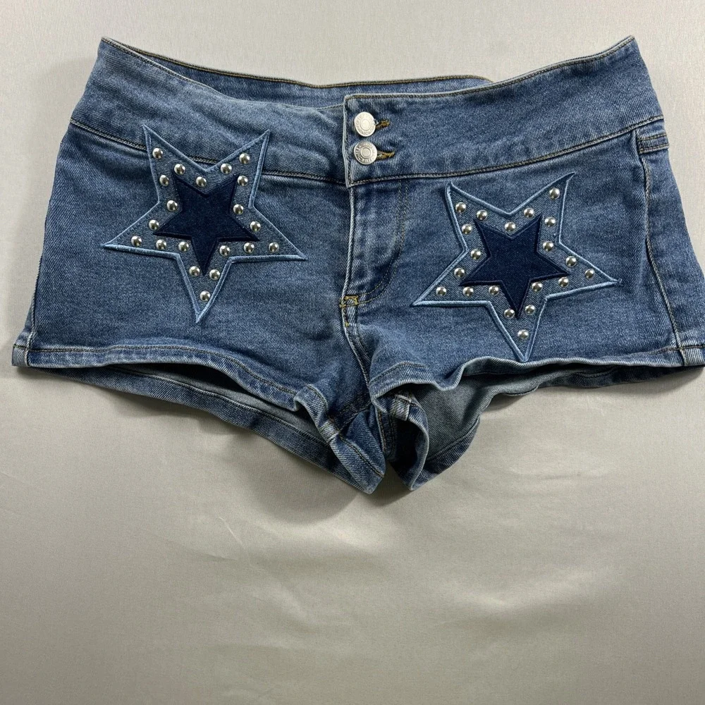 Forever 21 Frankie & The Studs Women's Blue Jean Shorts w/Bold Starts Size Large